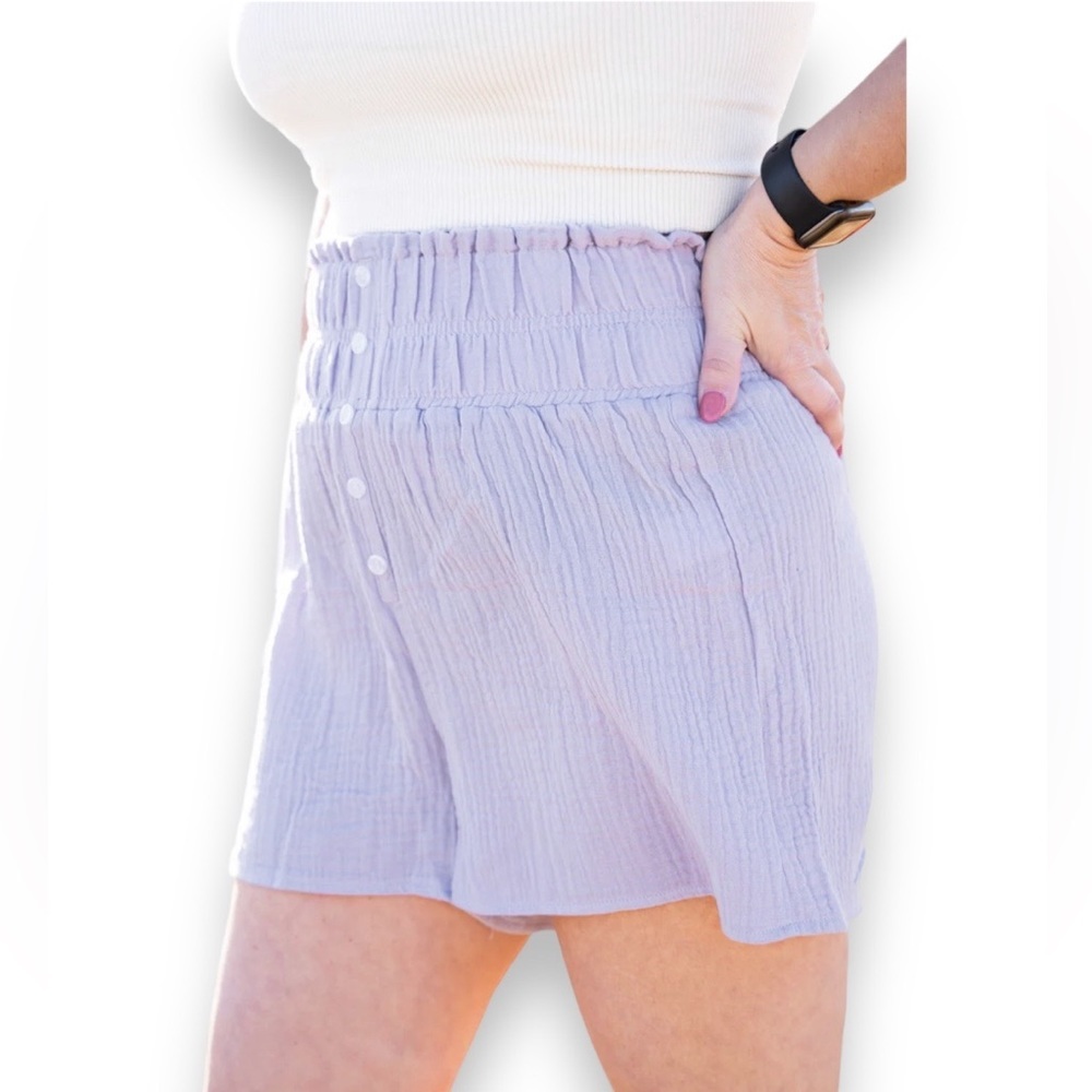 ✅Everyday Happiness Lavender Cotton Gauze Shorts Size Medium